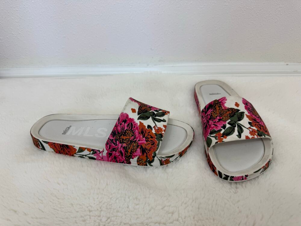 Melissa Floral Butterfly Beach Slides Size 9